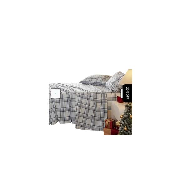 Bedsure Faux Cotton Flannel Sheet Set Grey twin set - Picture 4 of 8